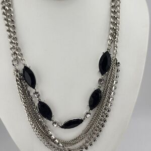 Simply‎ Vera Vera Wang Silver Tone Black Rhinestone Layered Necklace